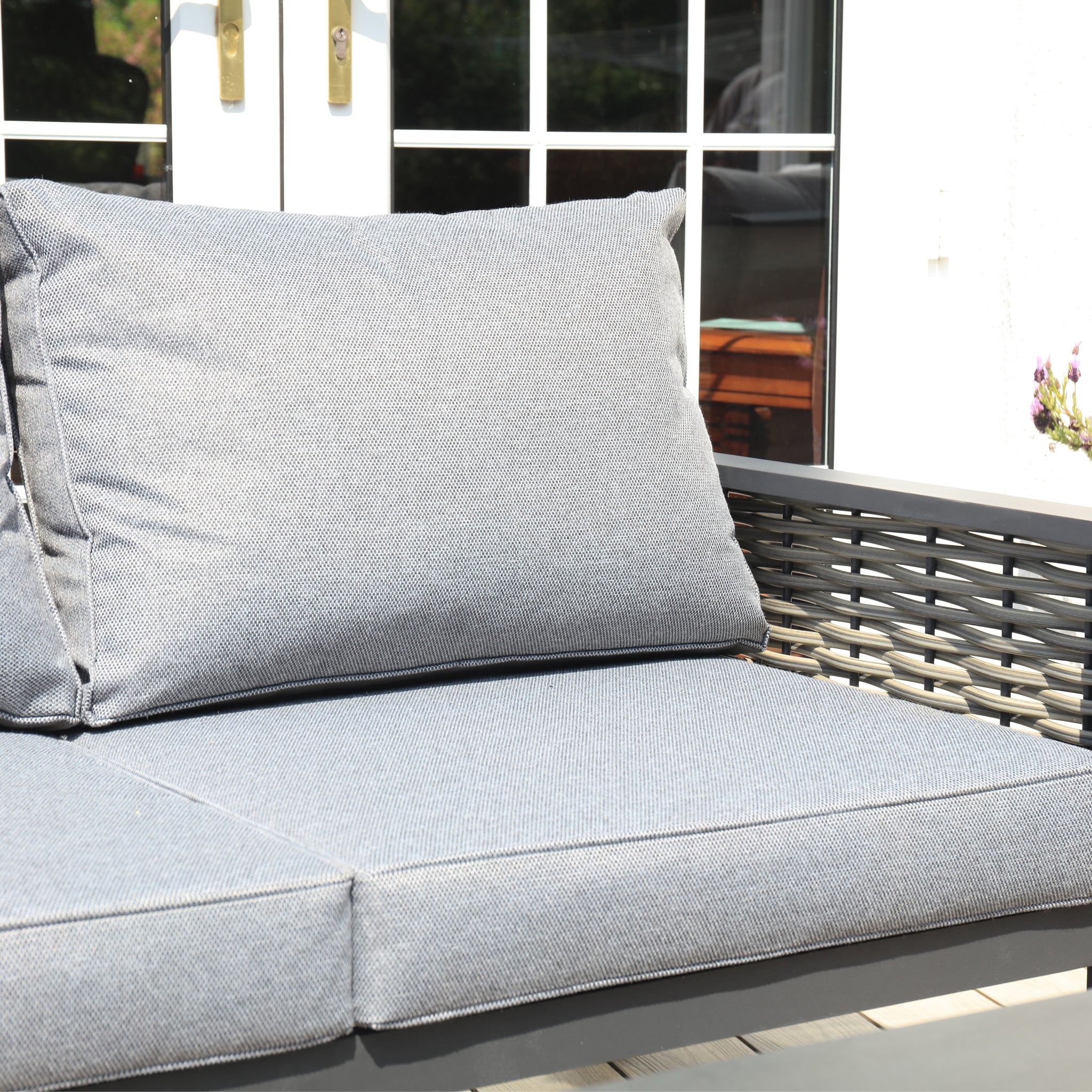 Aluminium / Rattan Weave 2 Seat Coffee Sofa Set