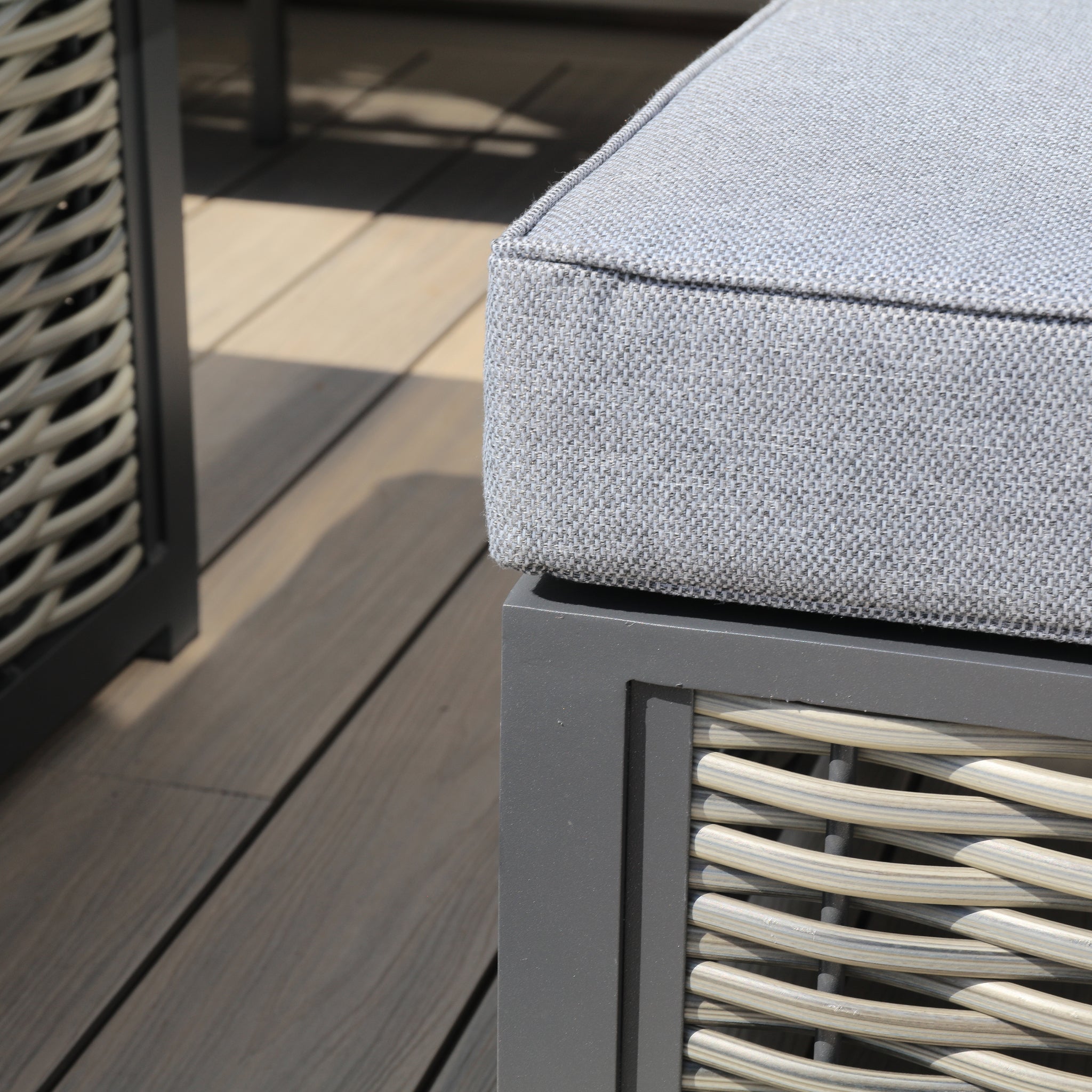 Aluminium / Rattan Weave Square Casual Rising Table Dining Set