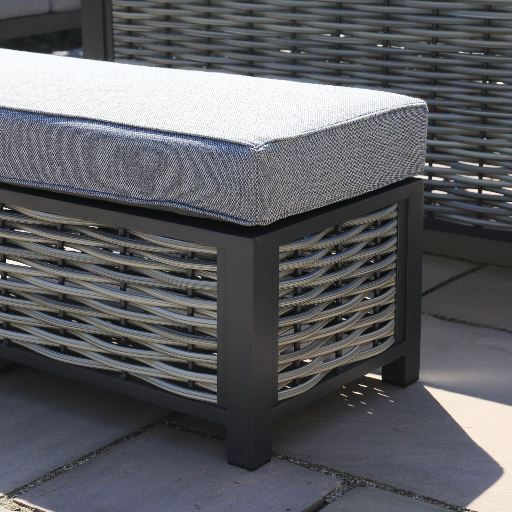 Weaved Rattan Casual Dining Set with Firepit Table