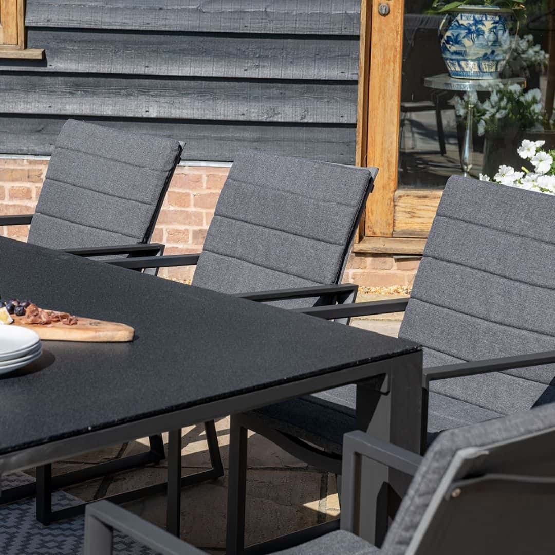 Aluminium 8 seat rectangle dining set #colour_grey