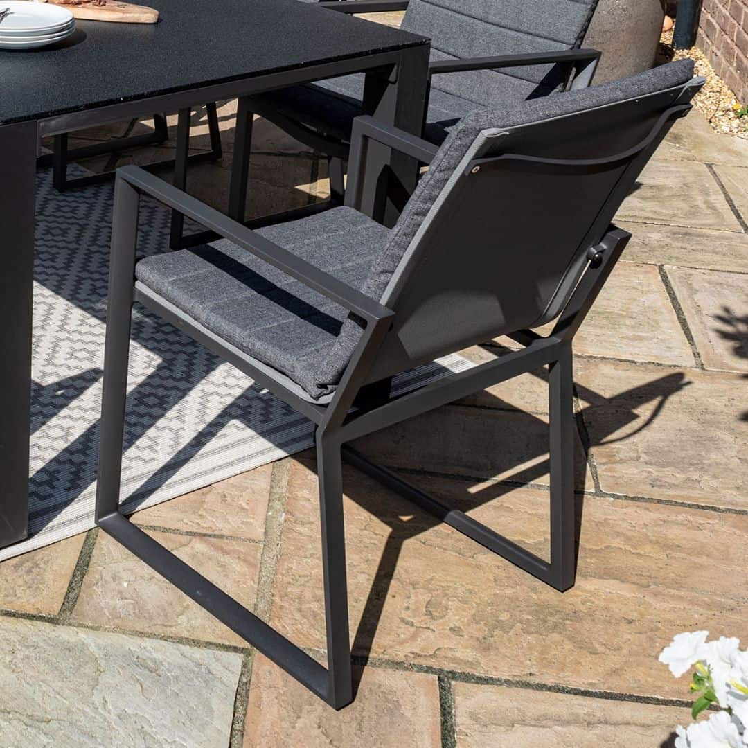 Aluminium 8 seat rectangle dining set #colour_grey