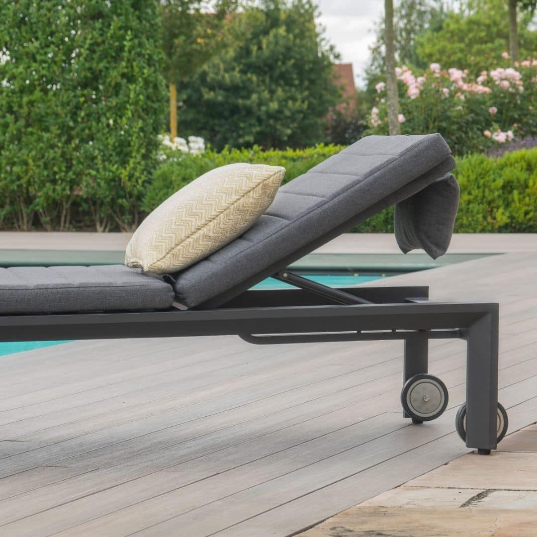 Grey aluminium reclining sunlounger