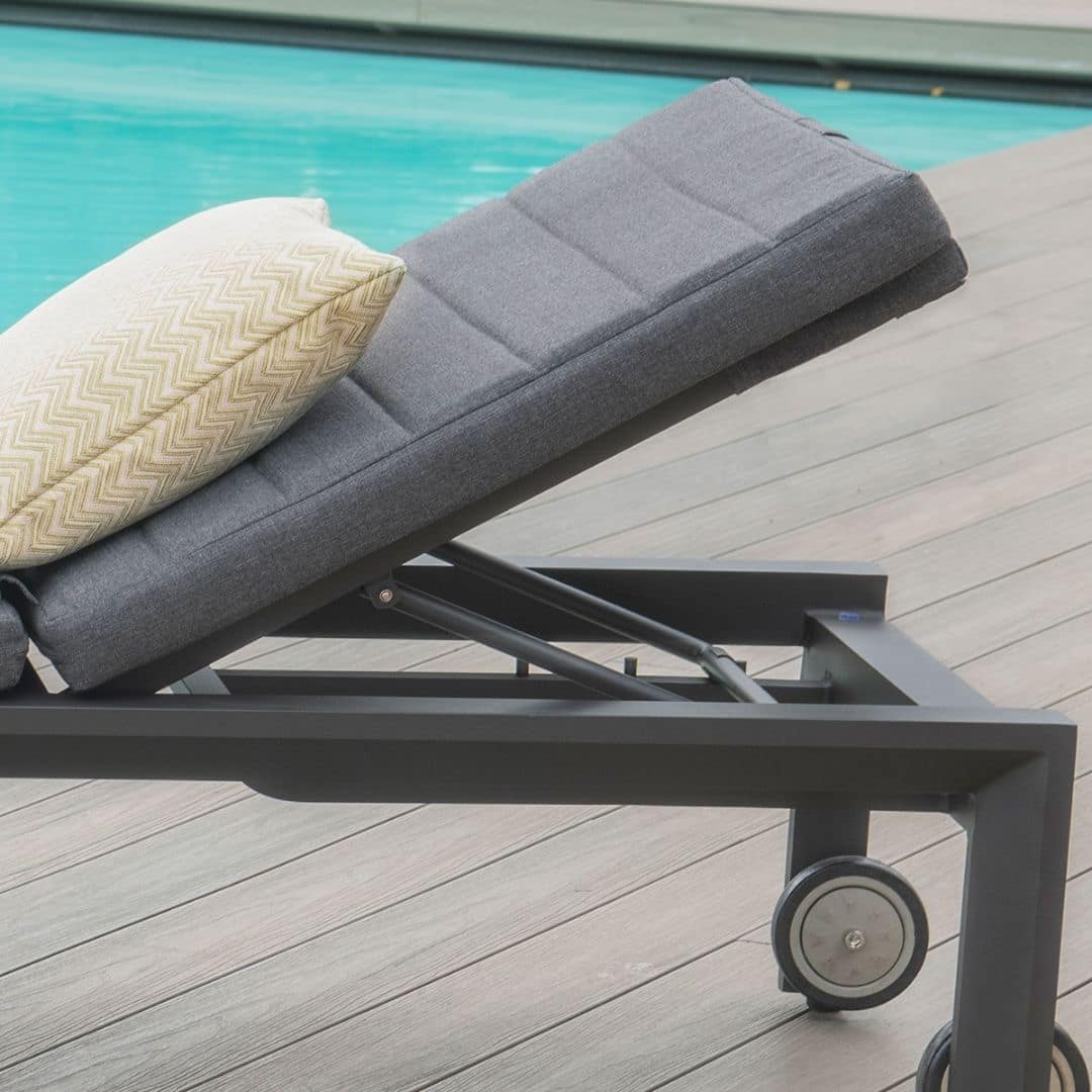 Grey aluminium reclining sunlounger