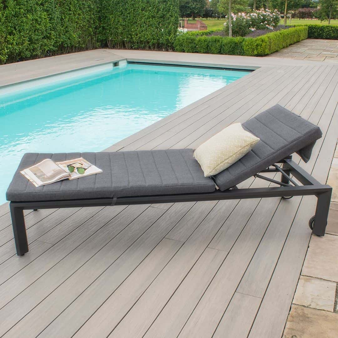 Grey aluminium reclining sunlounger 