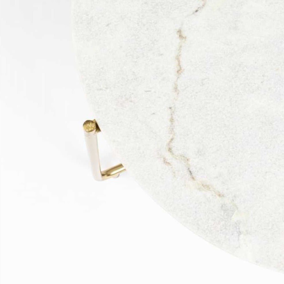 Circular White Marble Coffee Table with Gold Base