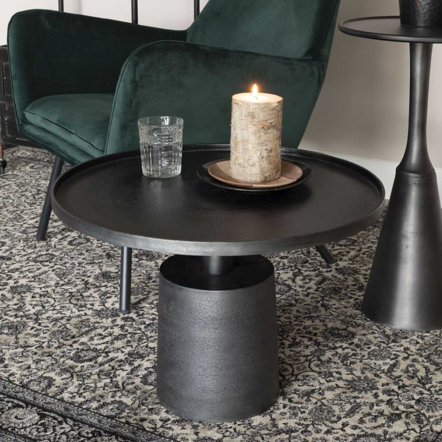Black Circular Aluminium Coffee Table