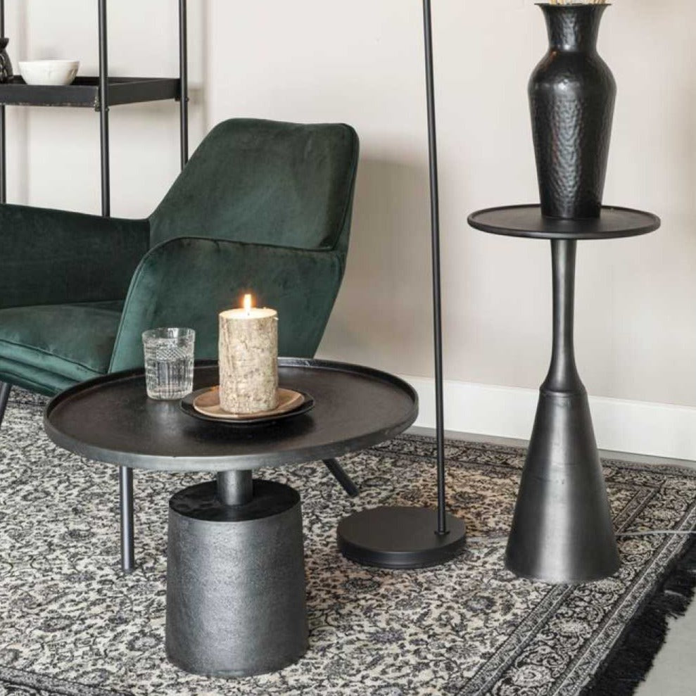 Black Circular Aluminium Coffee Table