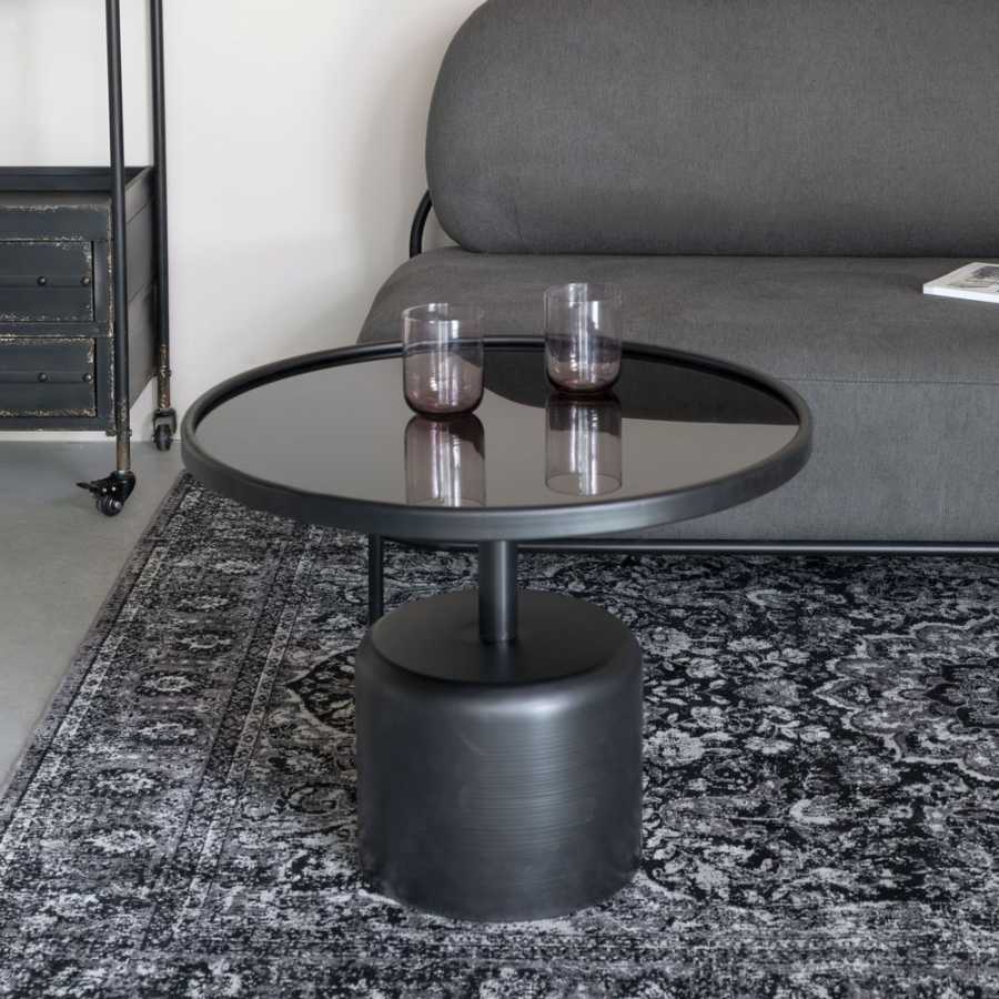Black Iron and Black Circular Coffee Table
