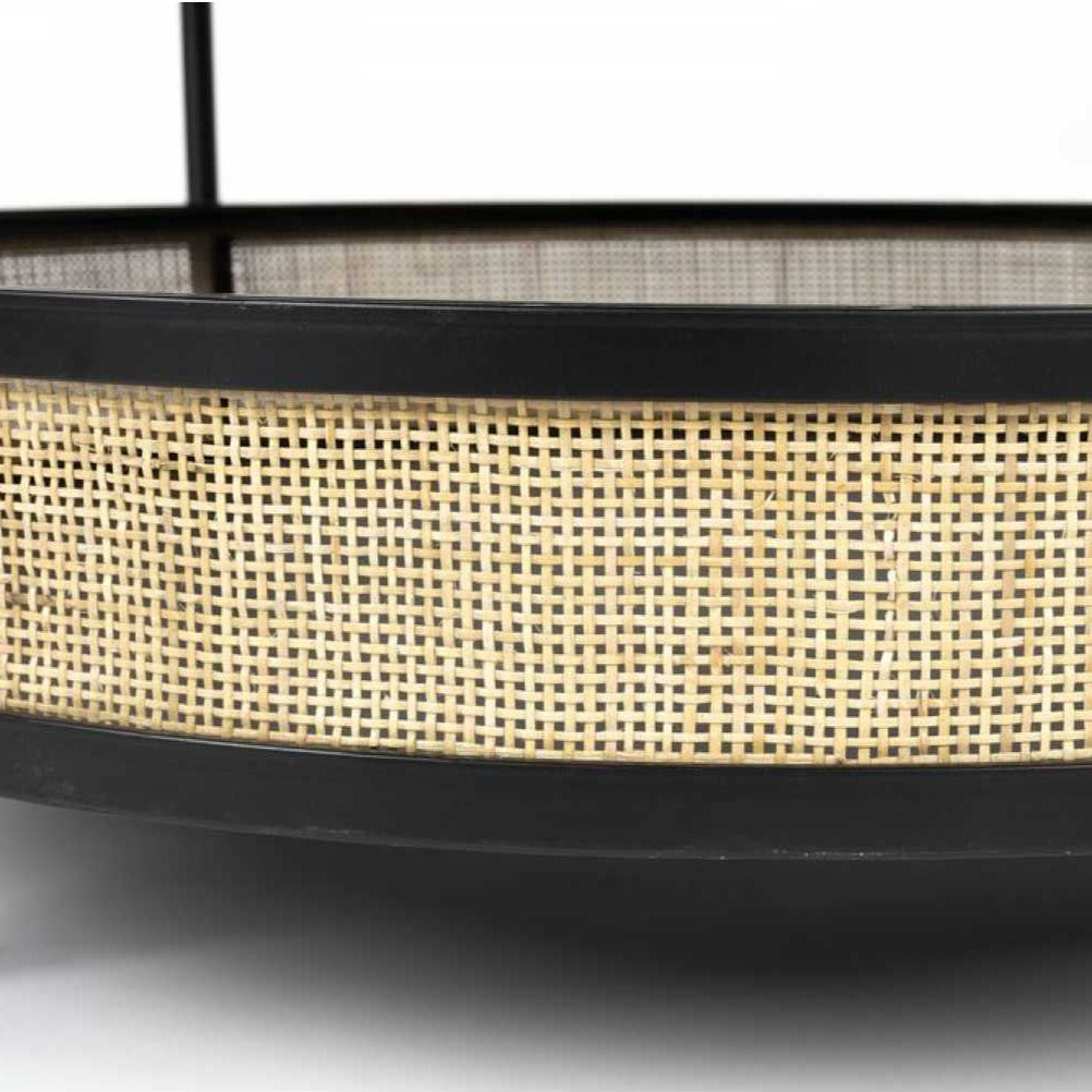 Black rattan and mdf circular coffee table