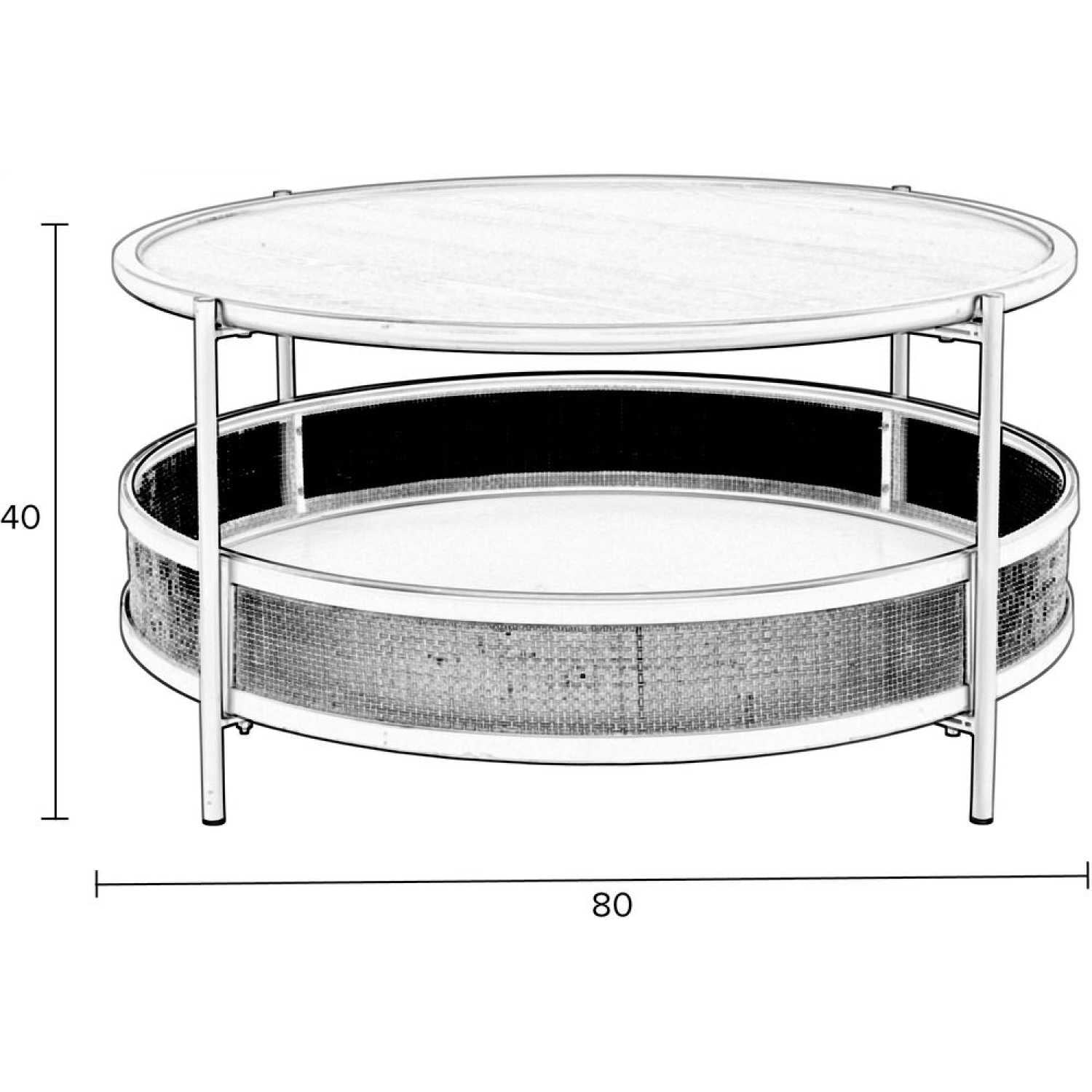 Black rattan and mdf circular coffee table