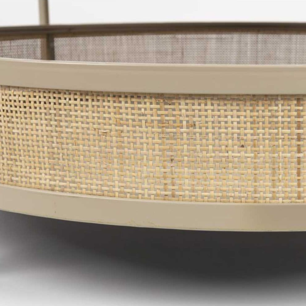 Sand Rattan and MDF Circular Coffee Table