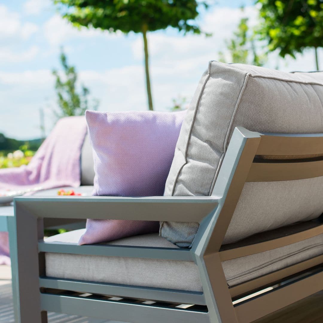Grey Aluminium Corner Sofa Set with Matching Rectangular Coffee Table