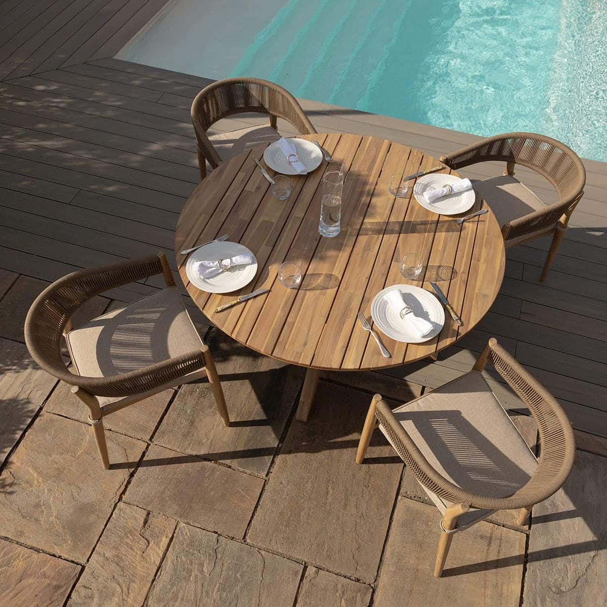 Rope 4 Seat Round Dining Set