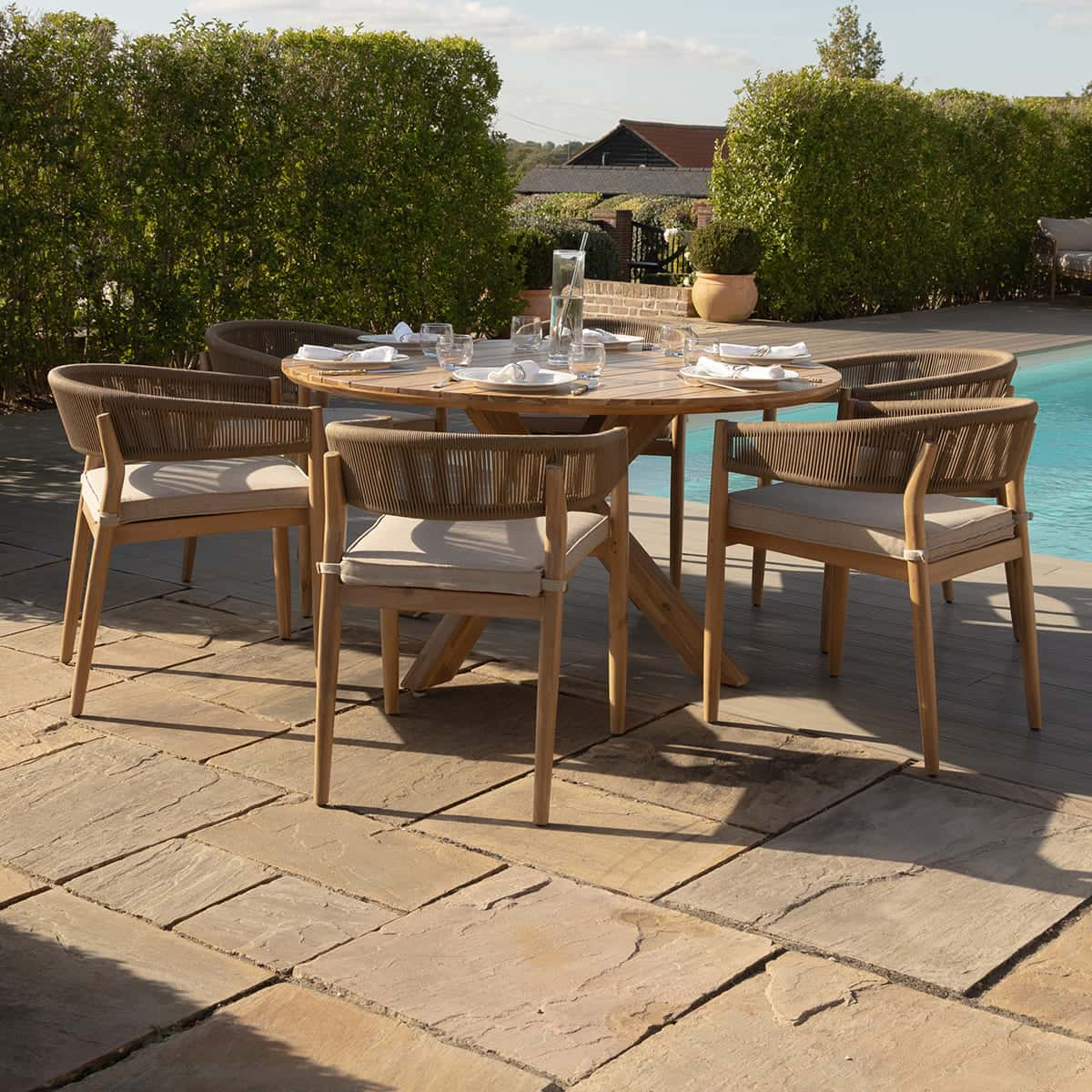 Rope 6 Seat Round Dining Set