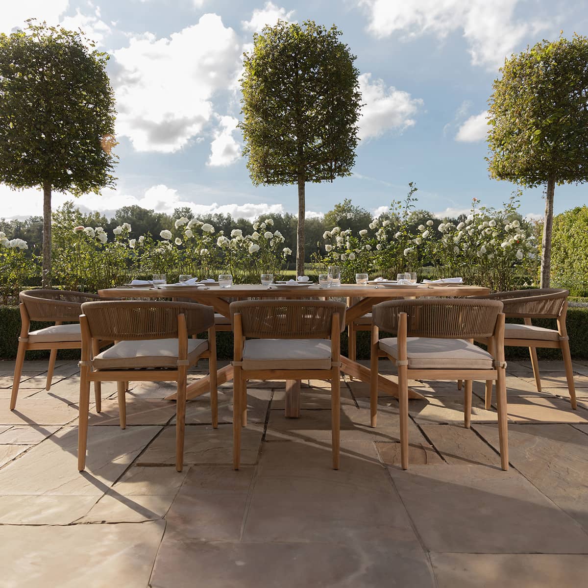 Rope 8 Seat Rectangular Dining Set