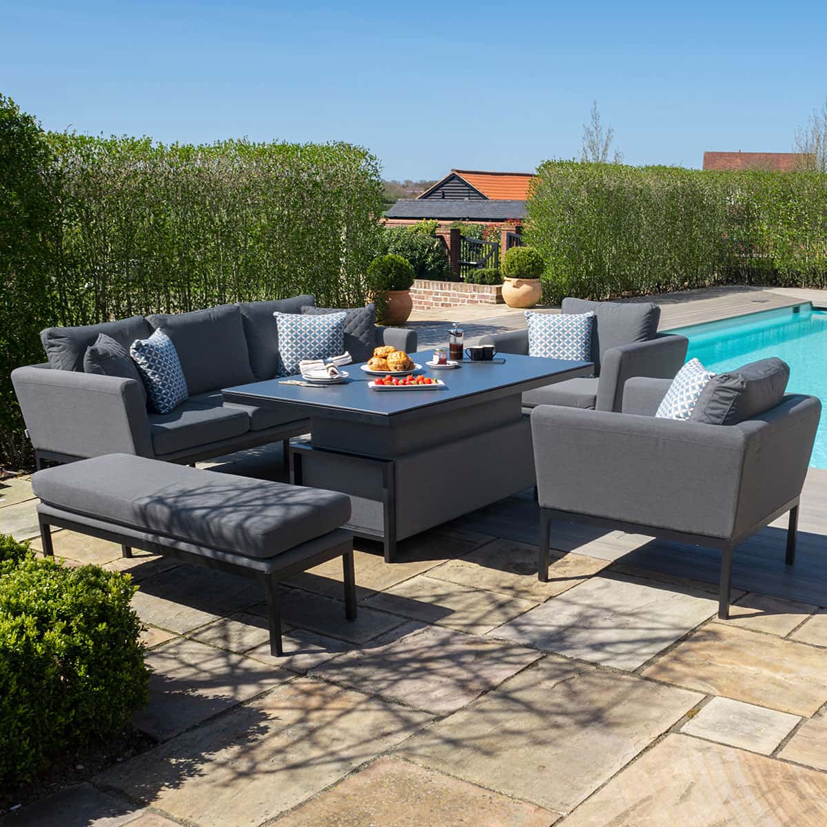 Pulse 3 Seat Sofa Set with Rising Table #colour_flanelle