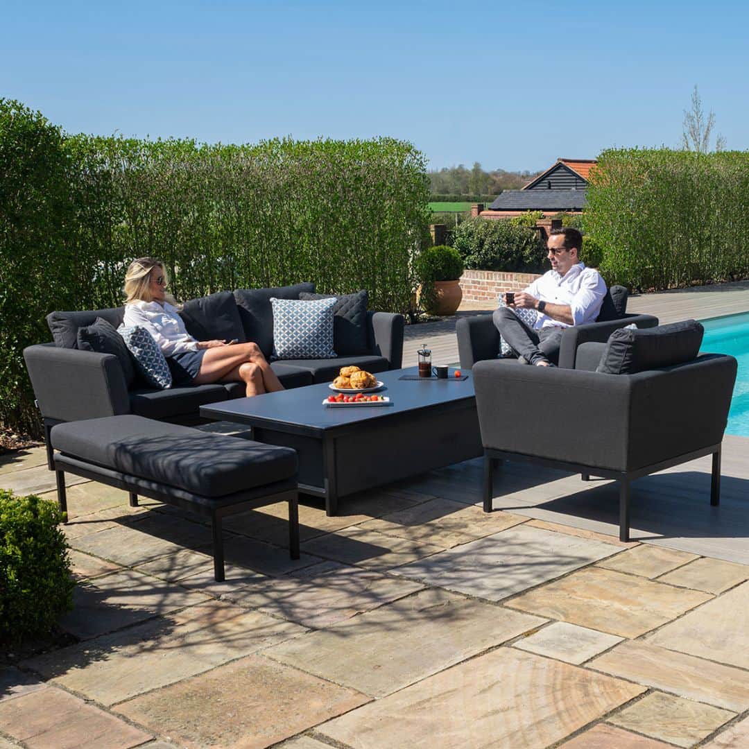3 Seat Sofa Set with Rising Table #colour_charcoal