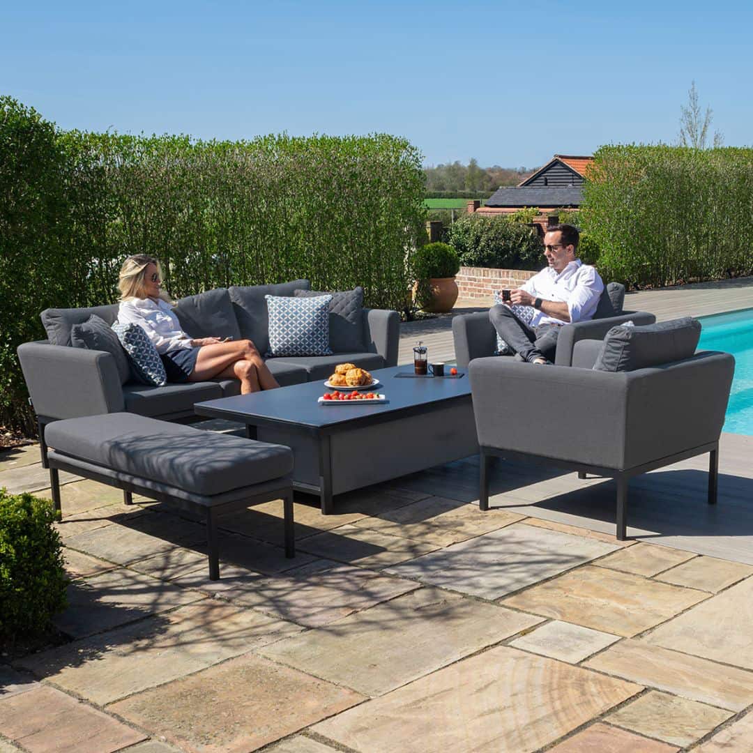 3 Seat Sofa Set with Rising Table #colour_flanelle