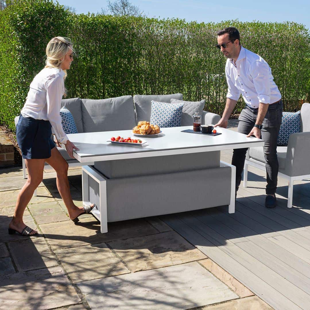 Pulse 3 Seat Sofa Set with Rising Table #colour_lead chine