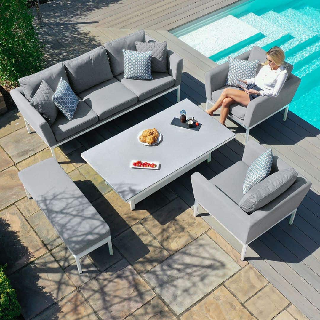 3 Seat Sofa Set with Rising Table #colour_lead chine