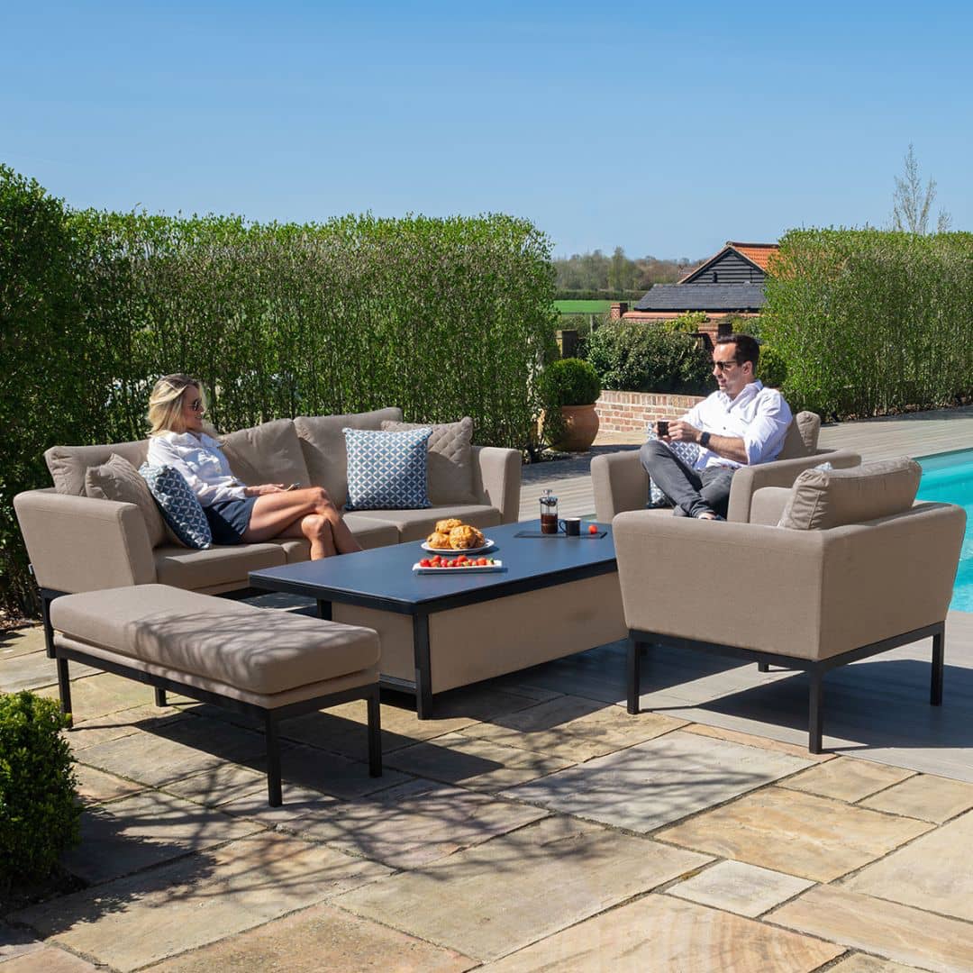 3 Seat Sofa Set with Rising Table #colour_taupe