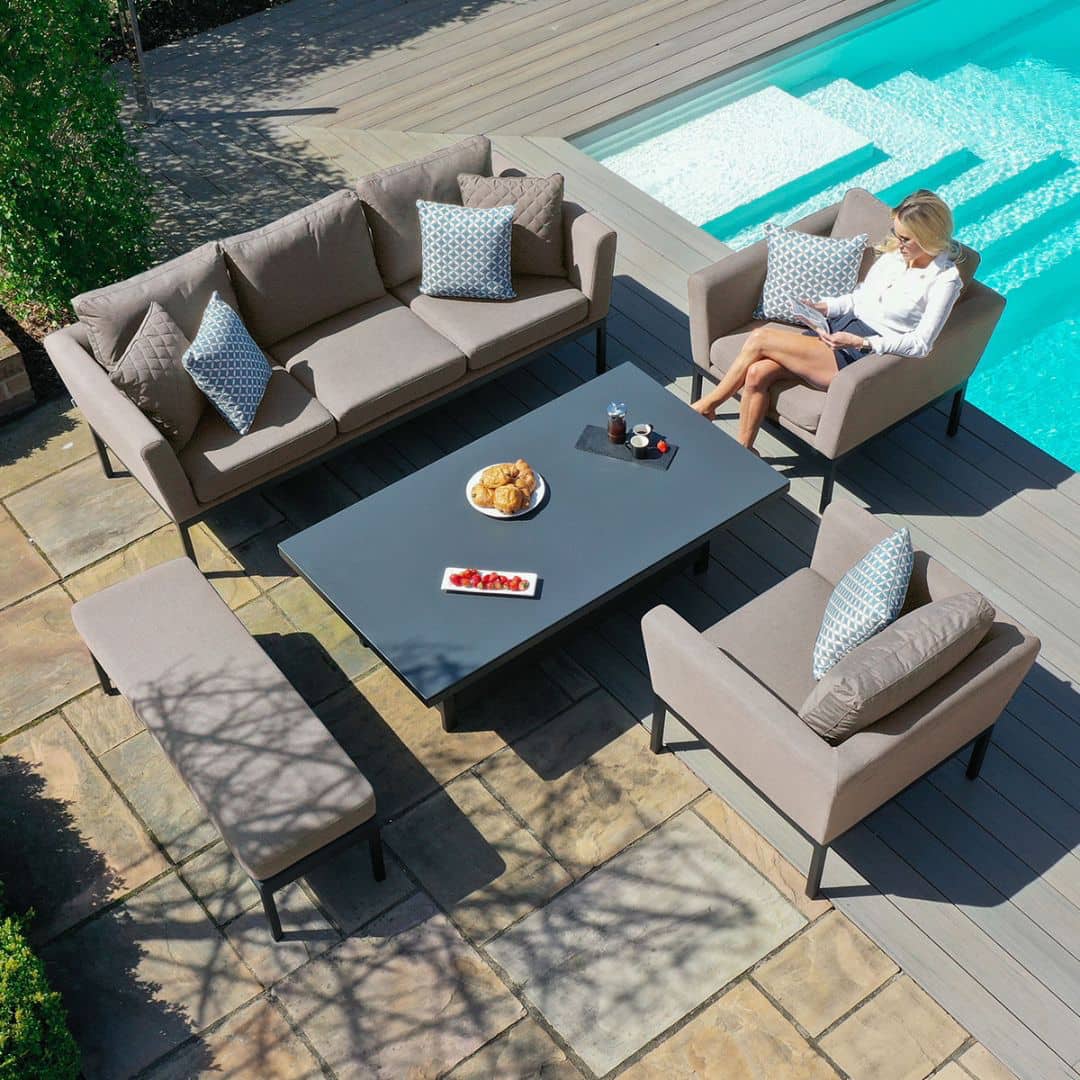 3 Seat Sofa Set with Rising Table #colour_taupe