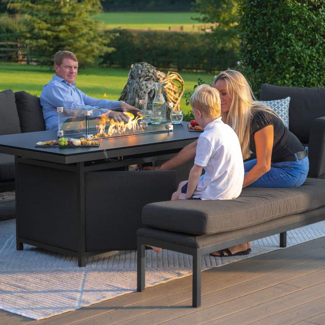 3 seat sofa set with firepit #colour_charcoal