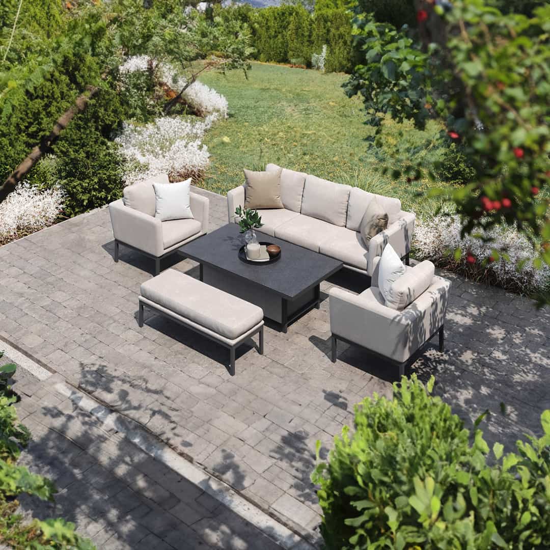 3 Seat Sofa Set with Rising Table #colour_oatmeal