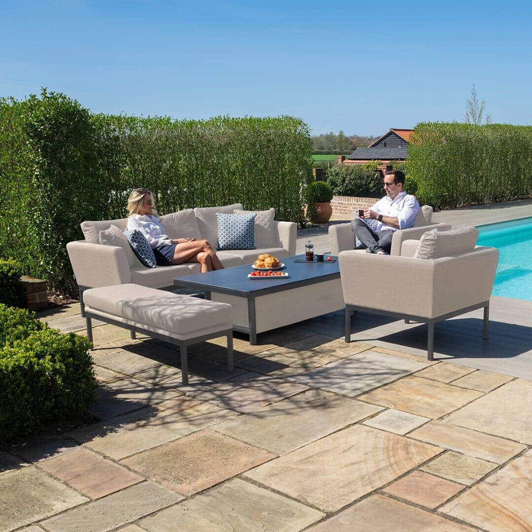 3 Seat Sofa Set with Rising Table #colour_oatmeal