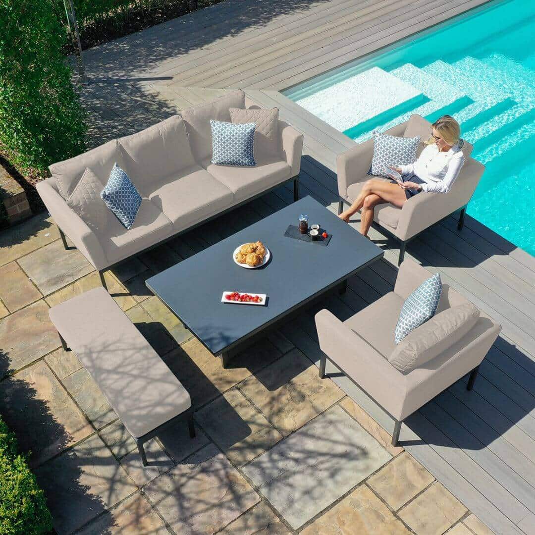 3 Seat Sofa Set with Rising Table #colour_oatmeal
