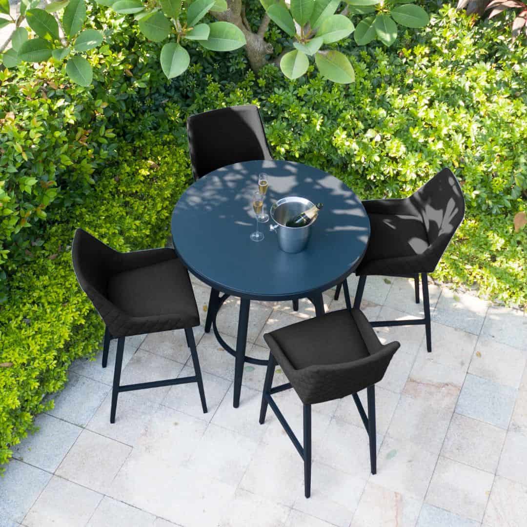 Fabric 4 seat round bar set #colour_charcoal