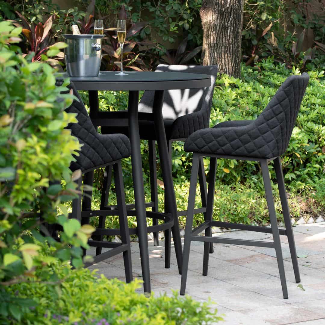 Fabric 4 seat round bar set #colour_charcoal