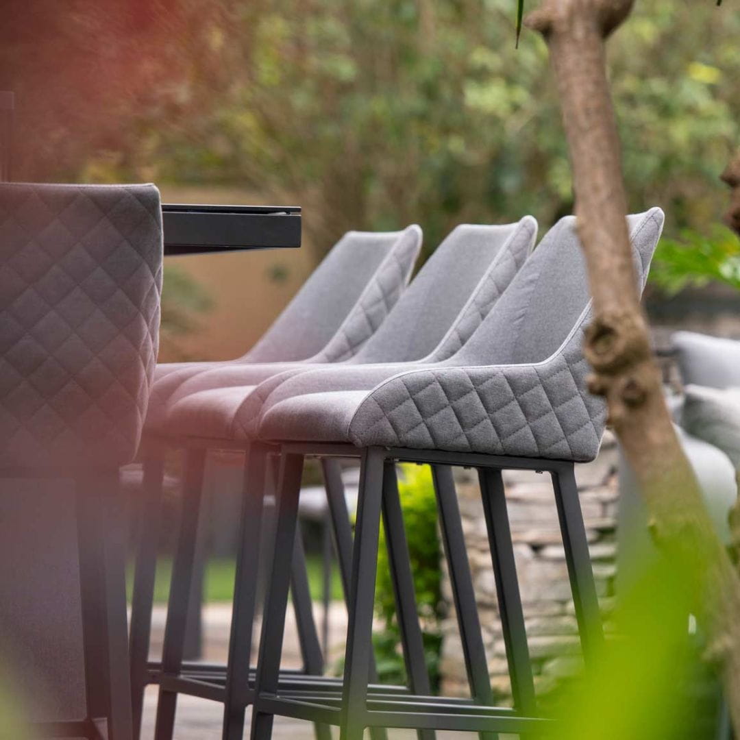 Fabric 8 seat rectangular fire pit bar set #colour_flanelle