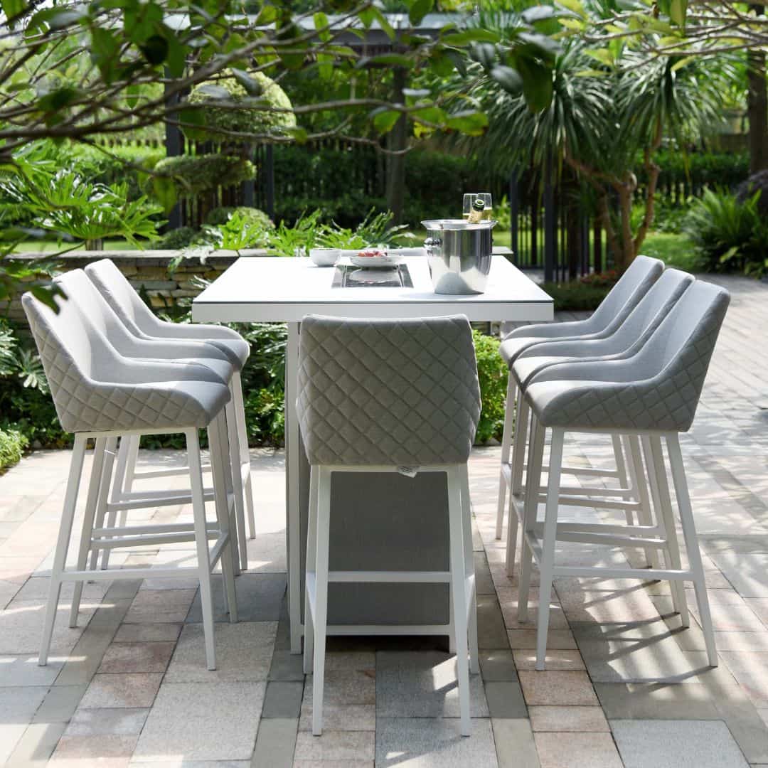 Fabric 8 seat rectangular fire pit bar set #colour_lead chine