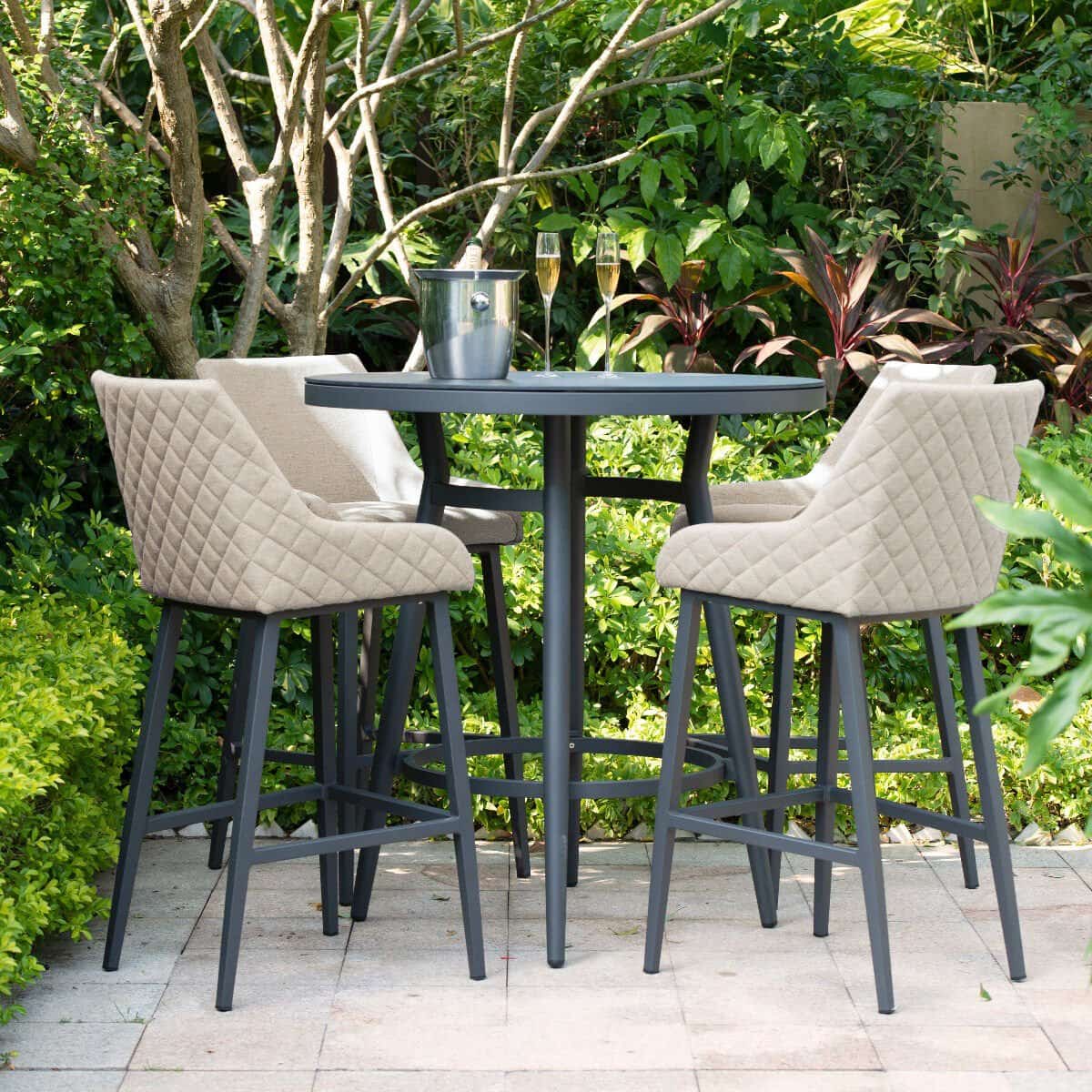 Fabric 4 seat round bar set #colour_oatmeal