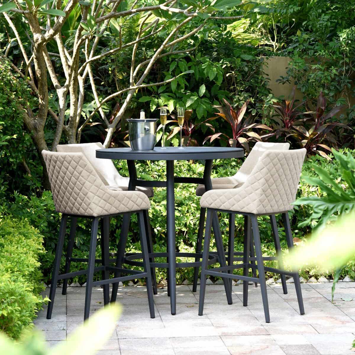 Fabric 4 seat round bar set #colour_oatmeal