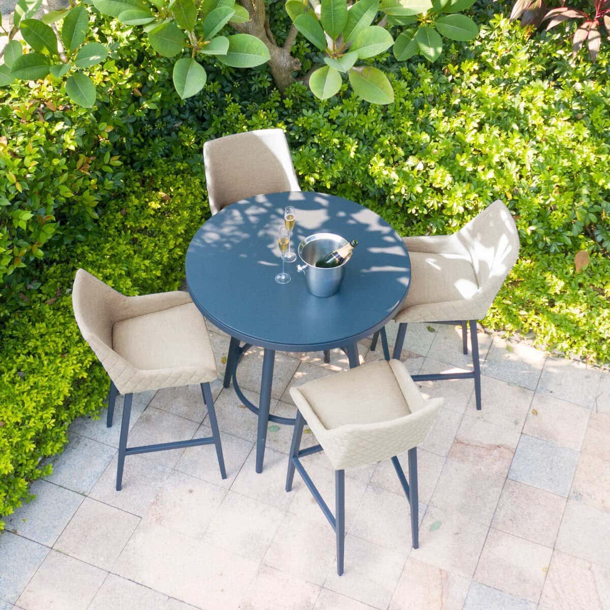 Fabric 4 seat round bar set #colour_oatmeal