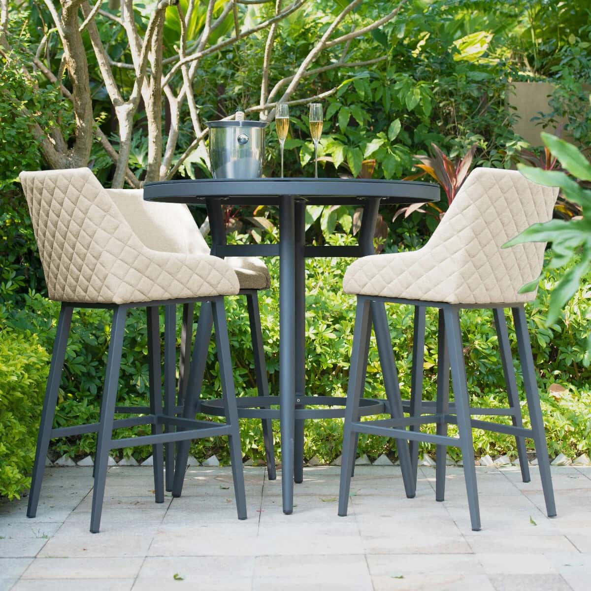 Fabric 4 seat round bar set #colour_oatmeal