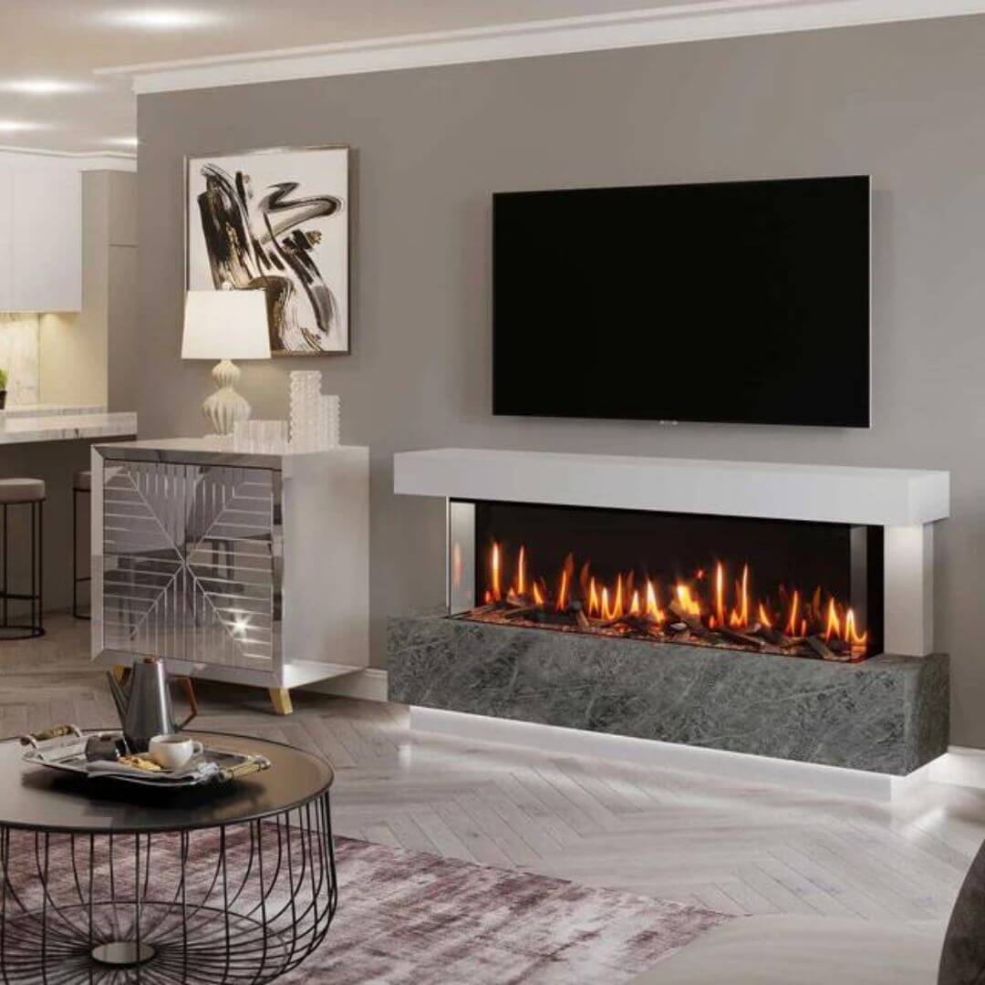 Roma Marble Panoramic Fireplace Suite