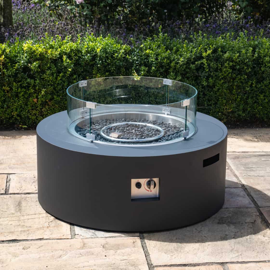 Round aluminium gas fire pit #colour_charcoal