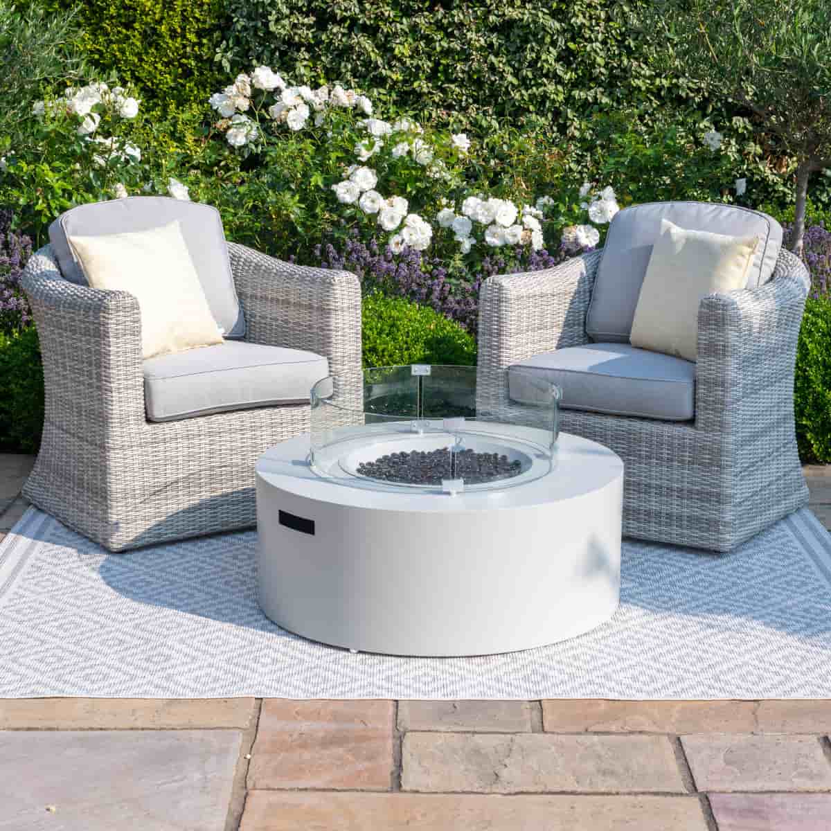 Round aluminium gas fire pit #colour_pebble white