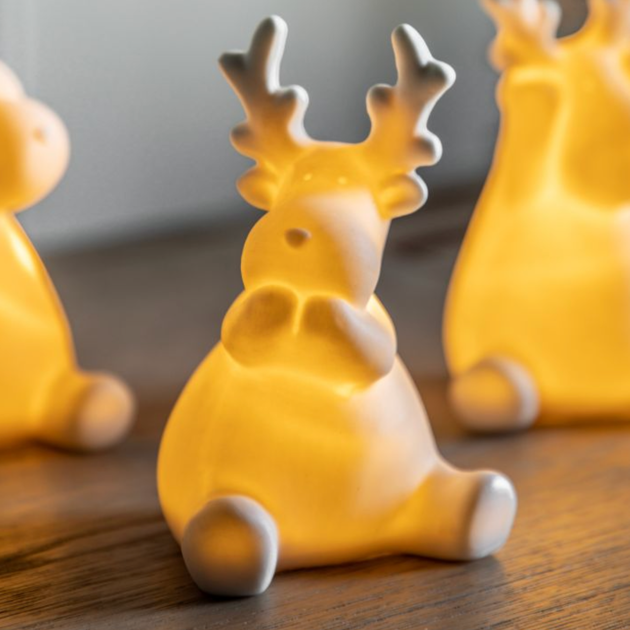 Reindeer with LED White Set of 3