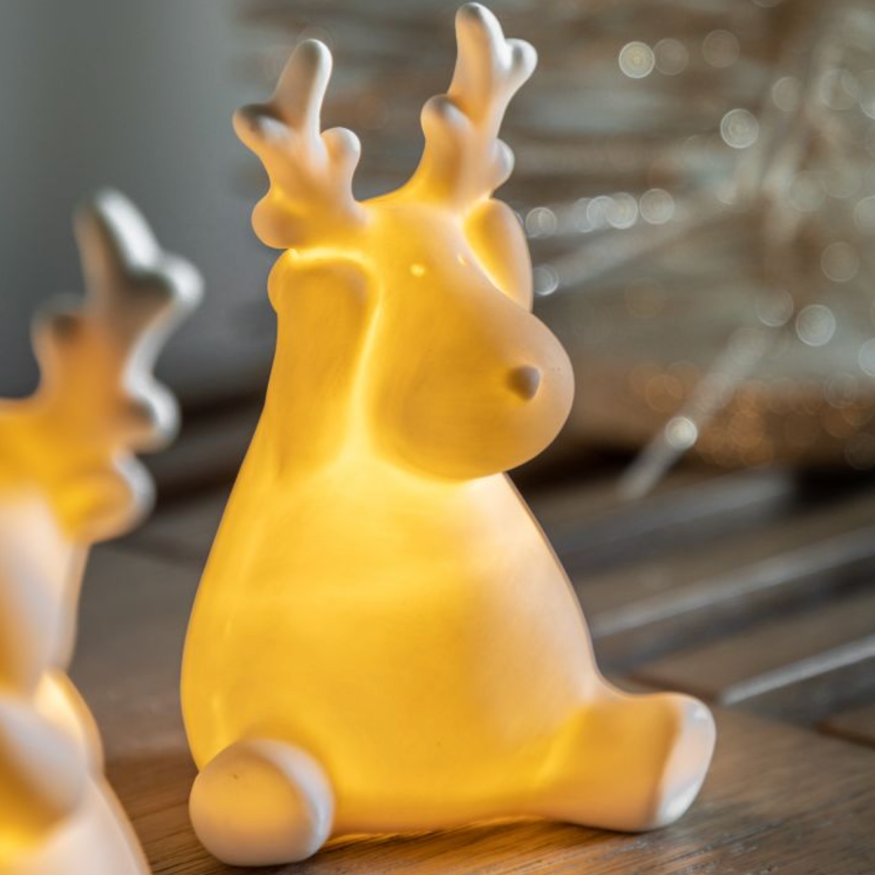 Reindeer with LED White Set of 3