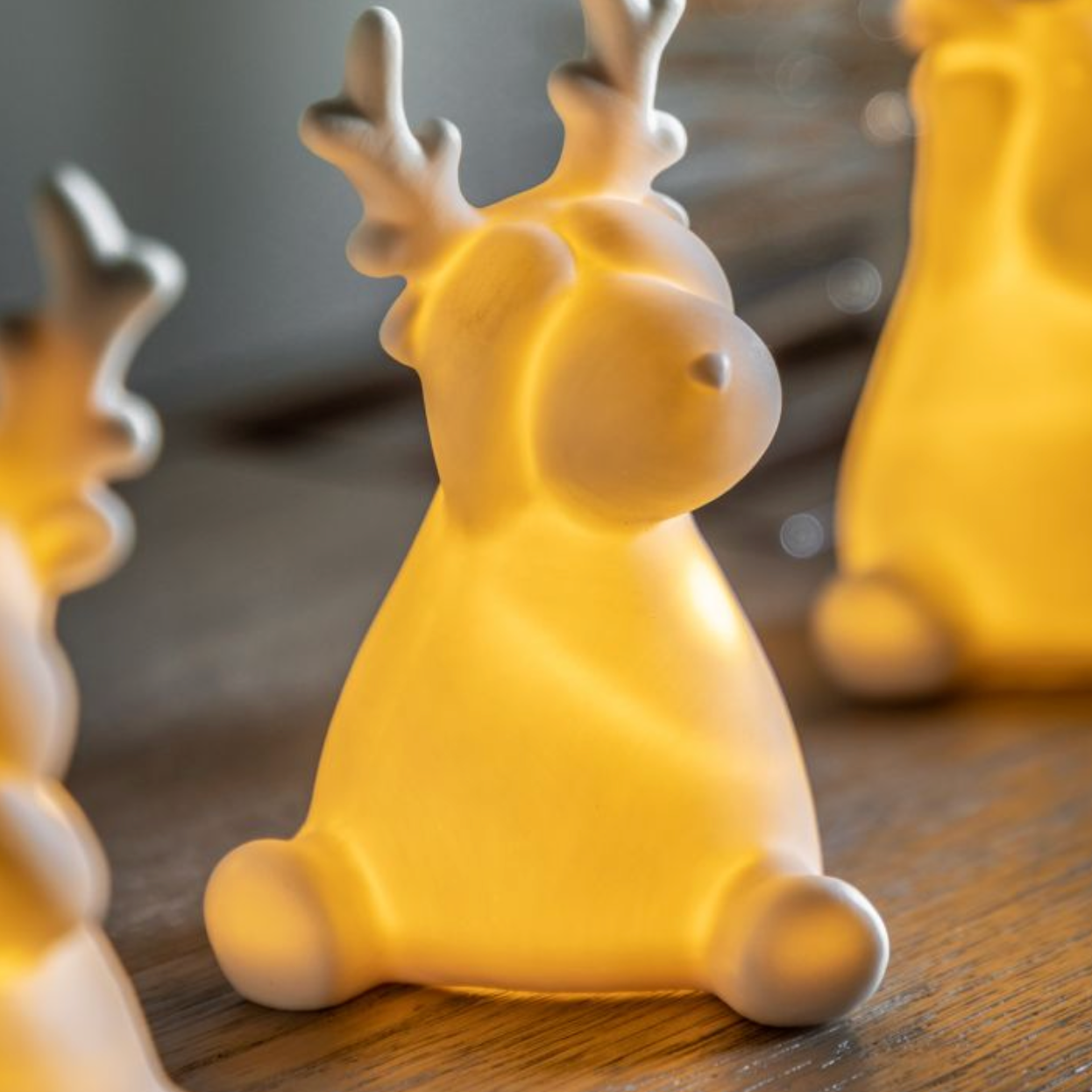Reindeer with LED White Set of 3