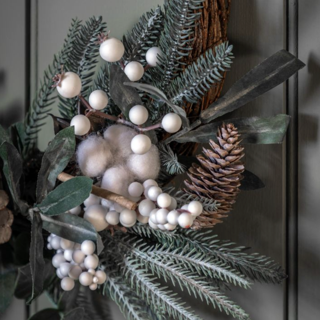 Mixed Pine & Cotton Wreath