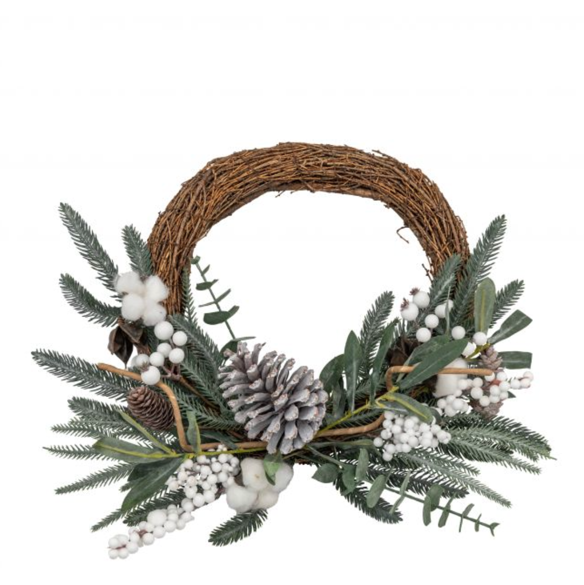 Mixed Pine & Cotton Wreath