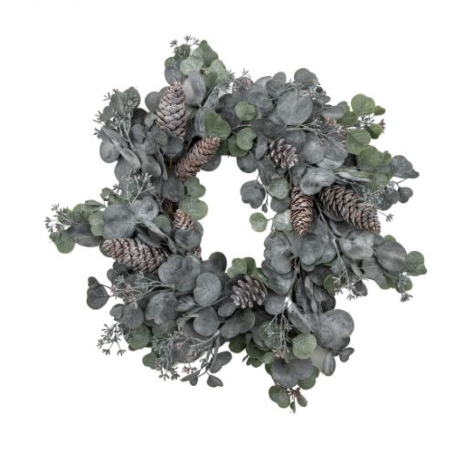 Seeded Eucalyptus Wreath with Cones