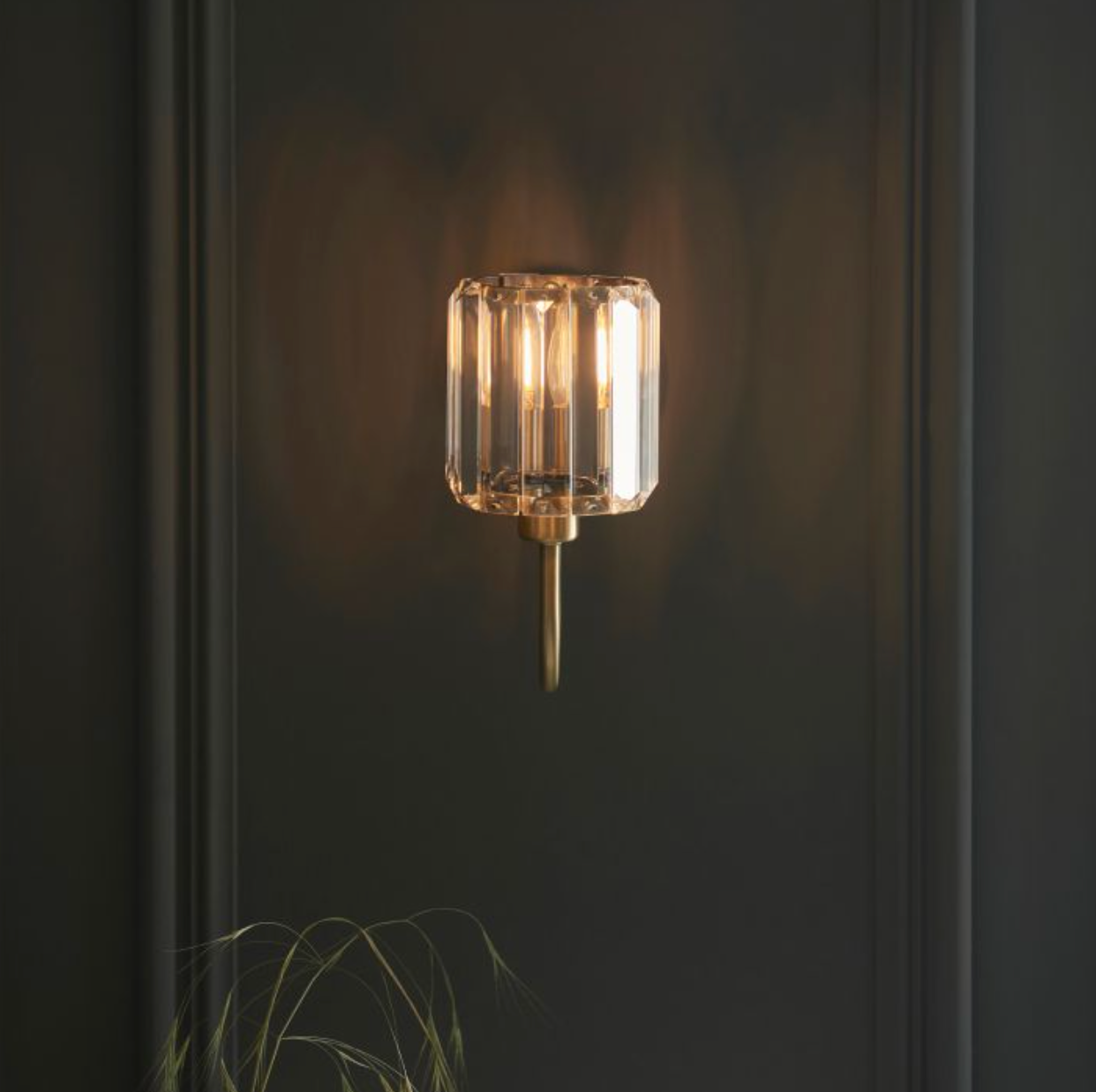 Antique Brass Glass Wall Light