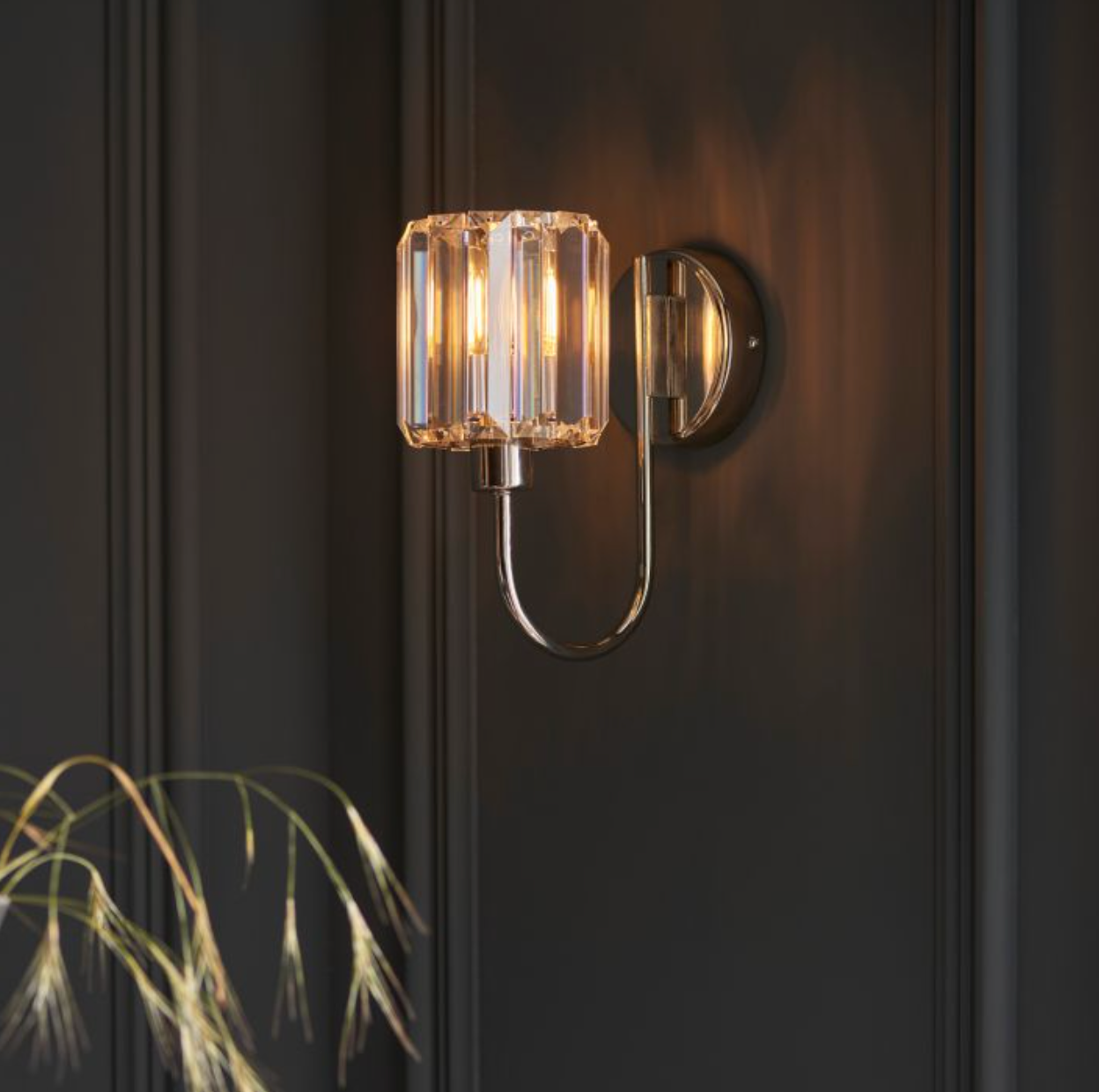 Nickel Glass Wall Light