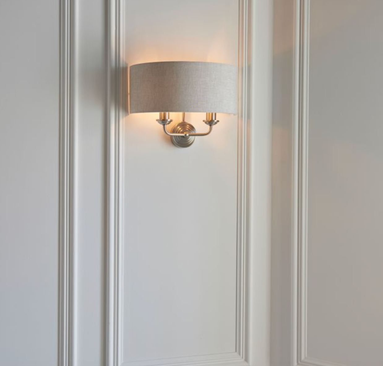 Linen & Brushed Chrome Wall Light